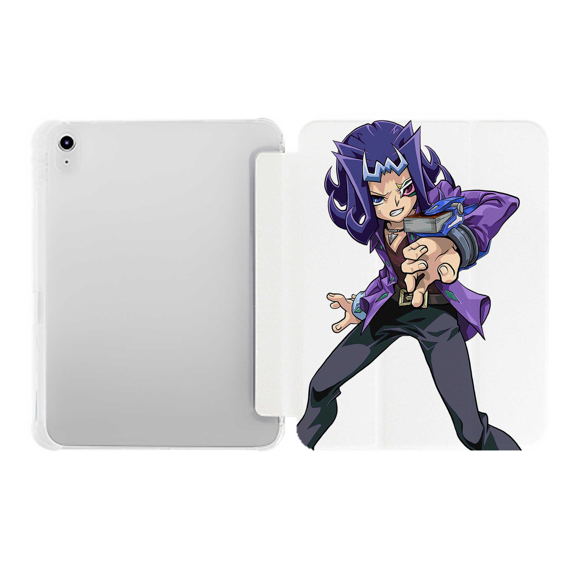 （画像用） 遊☆戯☆王 Yu-Gi-Oh! IPad ケース ペン収納付き 三つ折りスタンド PUレザー×シリコン 対応機種9.5/10.5/10.9インチ